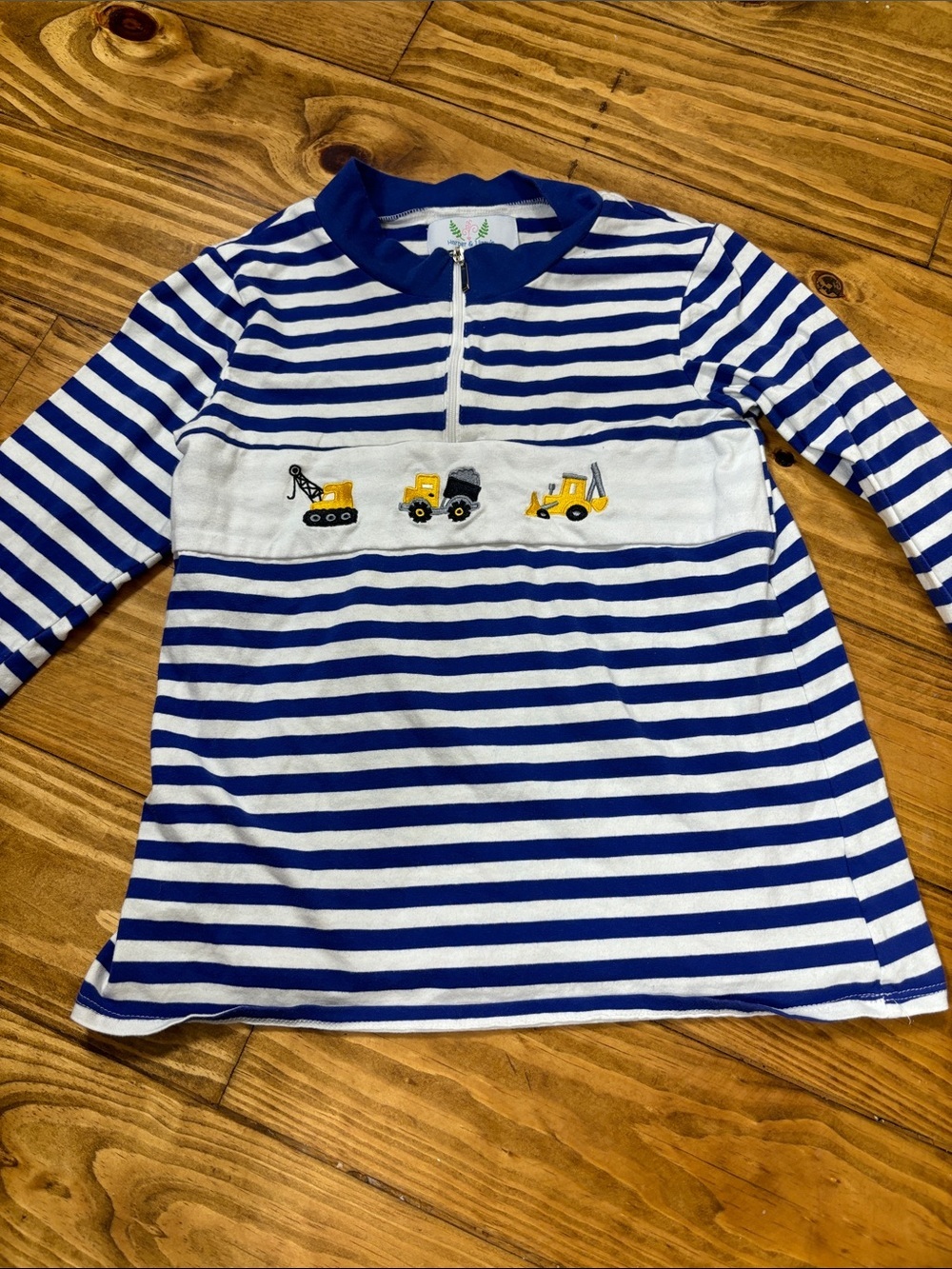 Harper & Lizzy’s Blue & White Striped Long Sleeve Top w/Construction Size 4XL